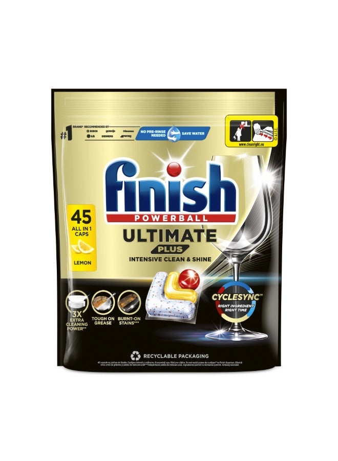 All in 1 Powerball Dishwasher Tablets Lemon Sparkle 45 Caps 549g